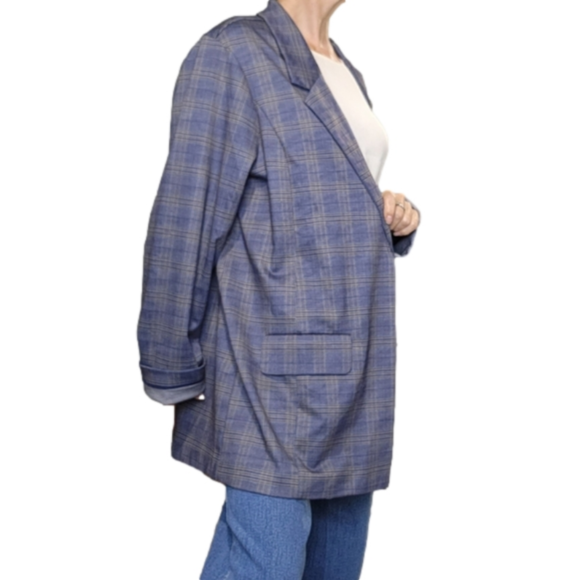 Size 2X Boyfriend Blazer Relaxed Plaid Collared Long sleeves LIVERPOOL NWT - Picture 3 of 16